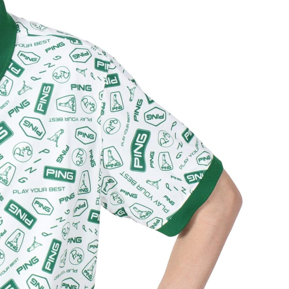 Short Sleeve Polo Shirt Golf X Green S [Pin Apparel] Men's (All-over Print) / / 621-5160221 031_White