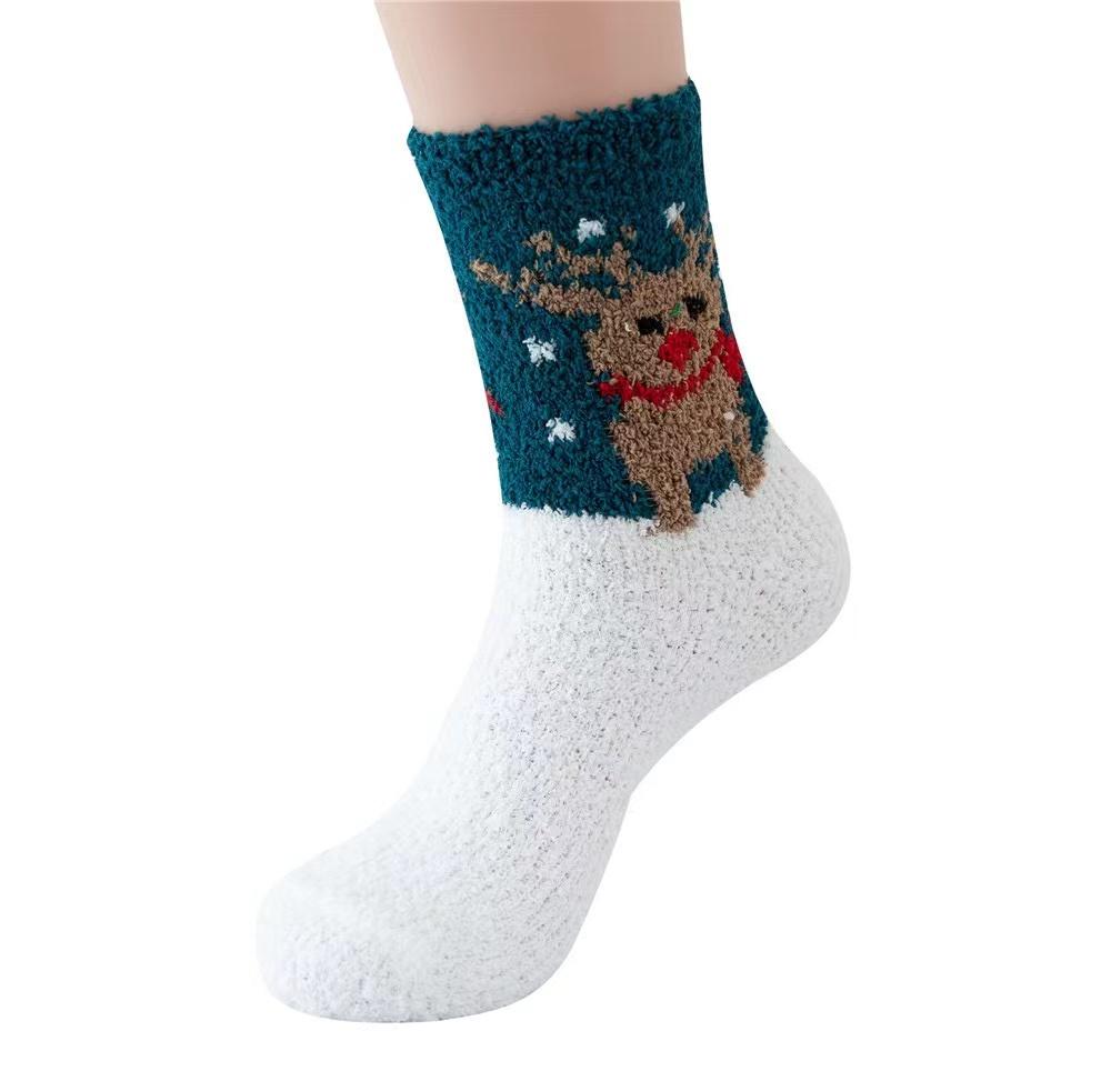 New Christmas Socks Coral Fleece Winter Plush Thickened Warm Confinement Floor Socks Men and Women Couple Socks Sleep Socks Gift