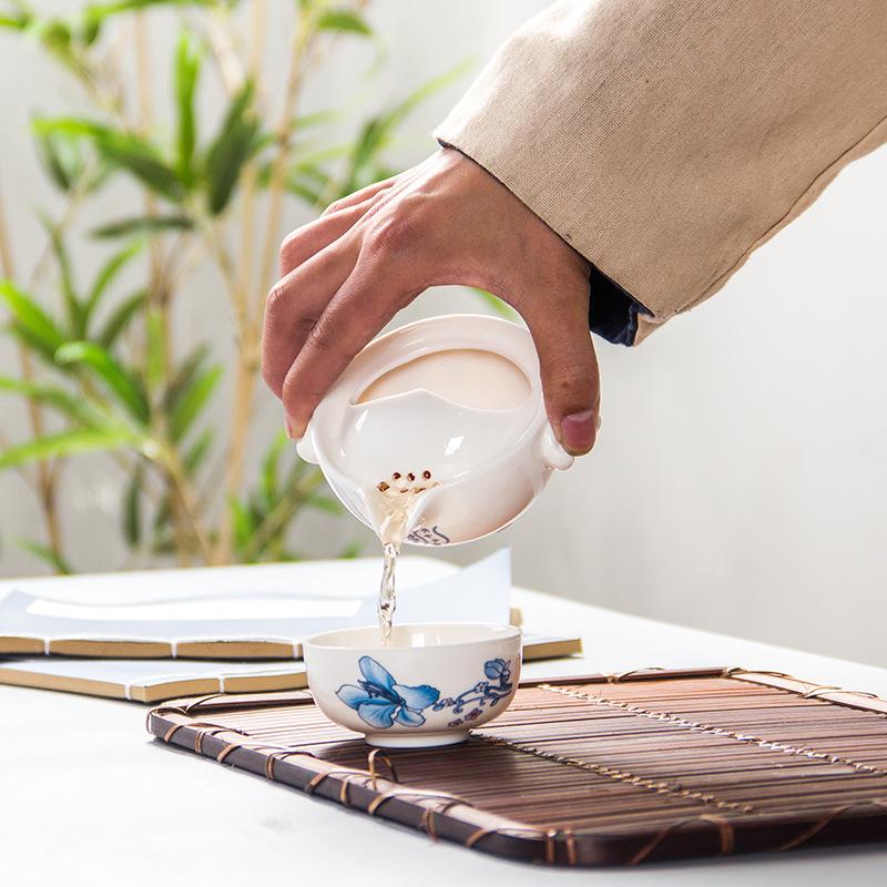 Cestovní čajový set v různých stylech, vysoké kvality, krásný a elegantní Gaiwan, čajová konvička a šálky, porcelánový čajový set, 1 čajová konvička, 1 čajový šálek