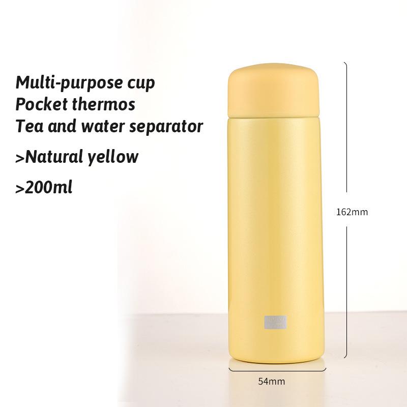 200ml Portable Thermos Cup with Tea Strainer 304 Stainless Steel Vacuum Thermal Insulation Pocket Cup Mini Water Bottle 150-200ml