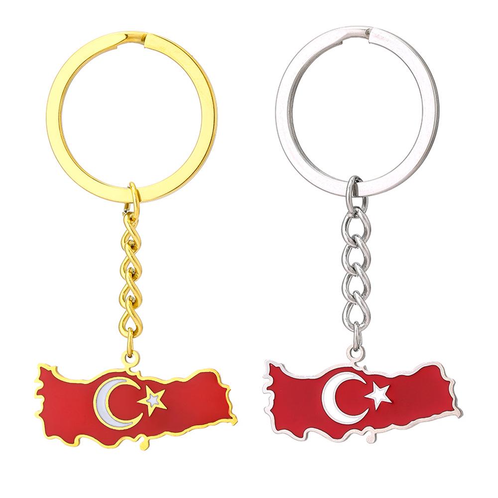 Ethnic Style Stainless Steel & Enamel Cross Pendant Keychain for Men & Women