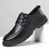 Men's business leather shoes Four seasons fashionable middle-aged dad shoes trendy retro men's lace-up casual leather shoes