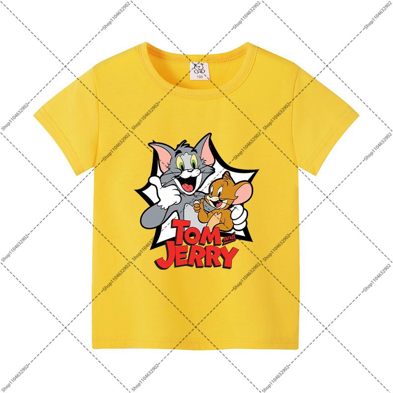 Tom and Jerry Cute T-shirts Cartoon Anime Pattern Printed Short Sleeve Unisex Summer Clothes Comfortable Breathable T-shirt Gift