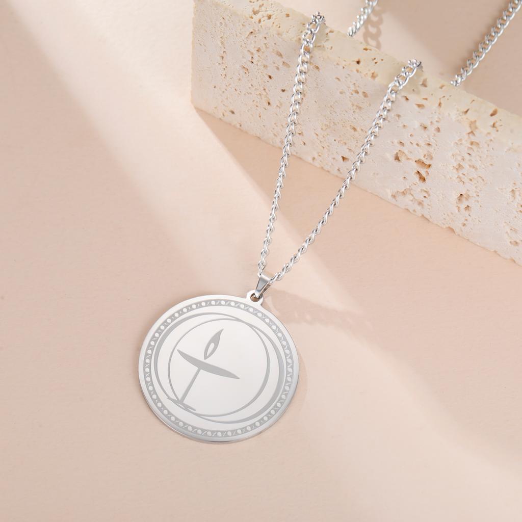 LIKGREAT Flaming Chalice Necklace Stainless Steel UU Pendant Choker Unitarian Universalist Gift Religious Spiritual Symbol Gift
