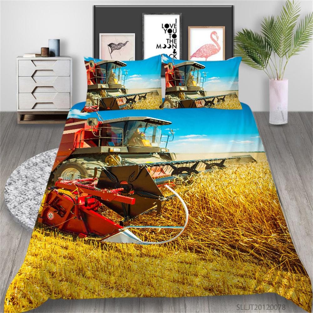2023 New Style 3D Printing Duvet Cover Highend Home Bedclothes Agricultural Vehicle King Size Bedding Soft Quilt Cover Luxury Bedding Sets