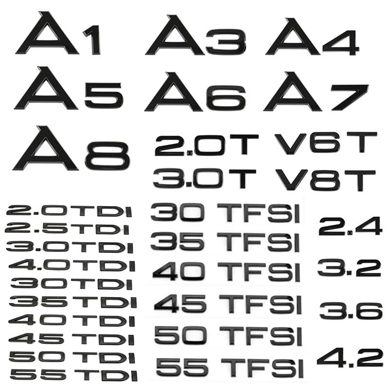 2026 Hot 3D ABS Car Rear Trunk Logo Sticker 2.0 3.0 4.0 30 35 40 45 50 55 60 TFSI TDI V6T 2.0T For Audi A1 A3 A4 A5 A6 A7 A8 Q2 Q3 Q5 Q7