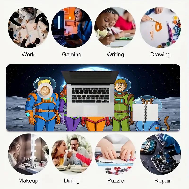 Space Scoobydoo Xl Gaming Mouse Pad Nonslip Rubber Base Stitched Edge Waterproof Desk Mat For Pc Laptop Gamer Office Computer Accessories C929413