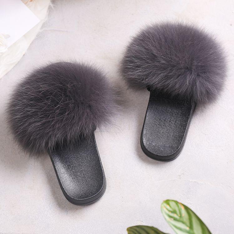 Sandals Wild Fur Slides Ladies Black Aurora Furry Sandal SAINT&SUMMER