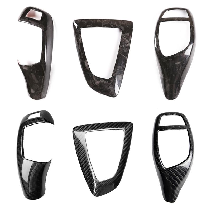 Car Real Carbon Fiber Texture Gear Shift Panel Frame Gear Knob Cover Head Trim For BMW F30 F10 F15 F07 F20 F21 F34 F35 3GT 5GT