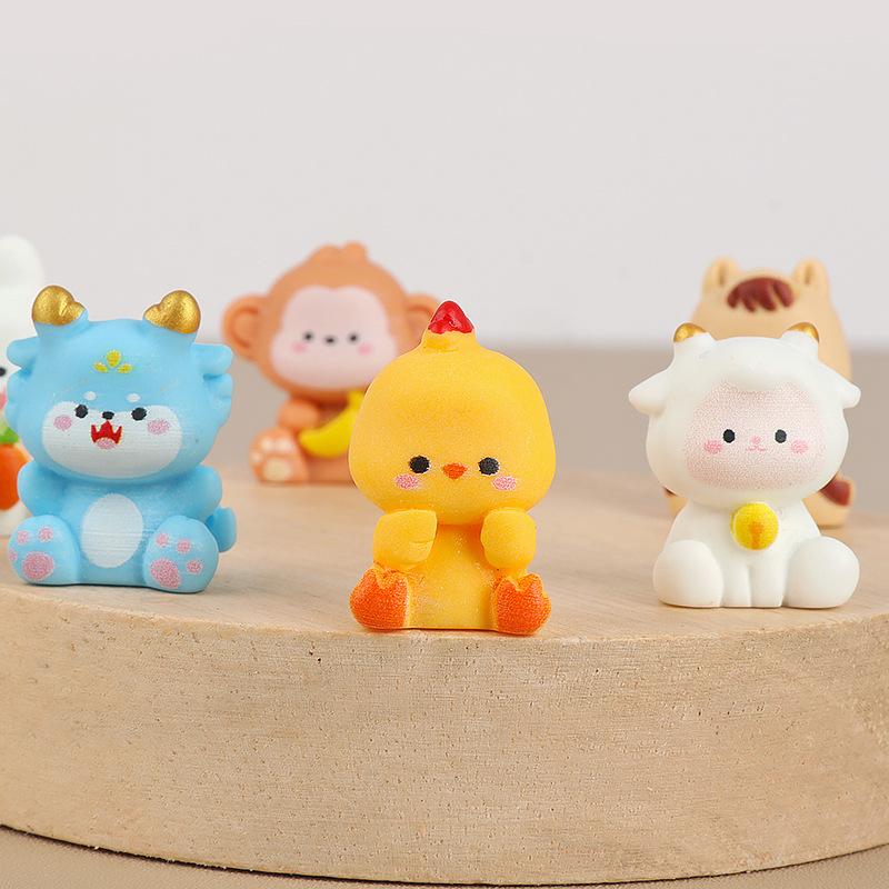 12/60PCS 3D Chinese zodiac DIY resin accessories, micro landscape simulation, drip glue scene decoration, handmade materials