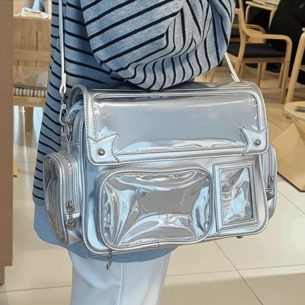 Transparent Convertible Ita Backpack PVC Solid Color Kawaii Uniform Bag Ita Waterproof PU Leather Clear Window Plushie Bag