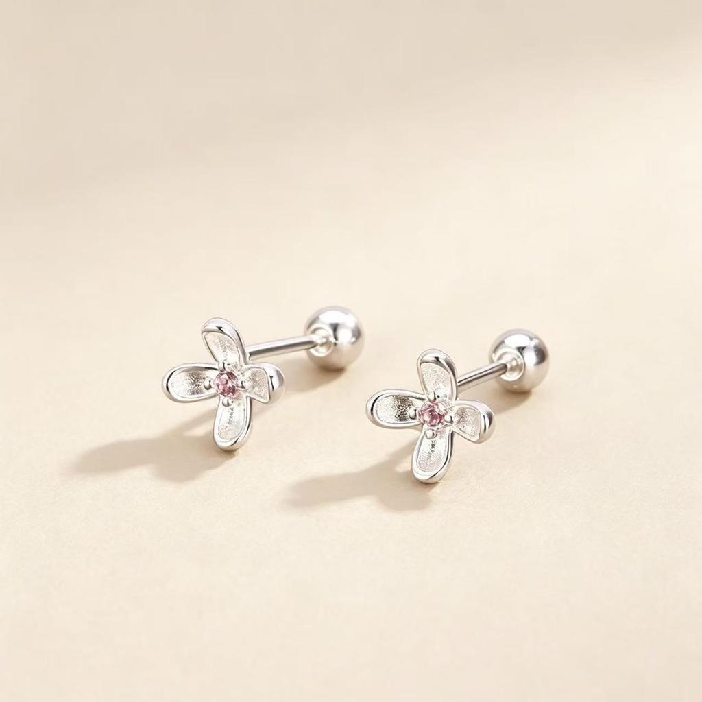 Korean-Japanese Colorful Flower Zirconia Stud Earrings: Cute, Elegant, Simple Design for Women