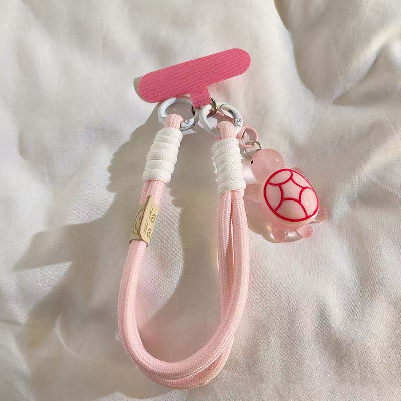 

Braided Phone Lanyard Turtle Cartoon Wrist Strap with Patch Detachable Personality Animal Camera Keychain Hanging Cord Accessory