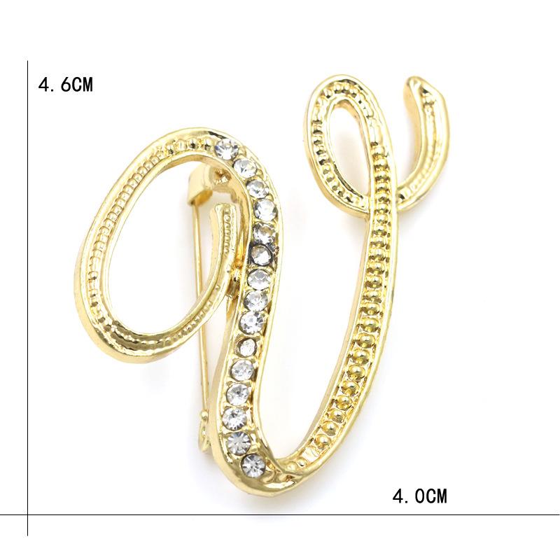 Trendy 26-Letter Rhinestone Brooch Pin - Fashion Accessory for Clothing & Bags