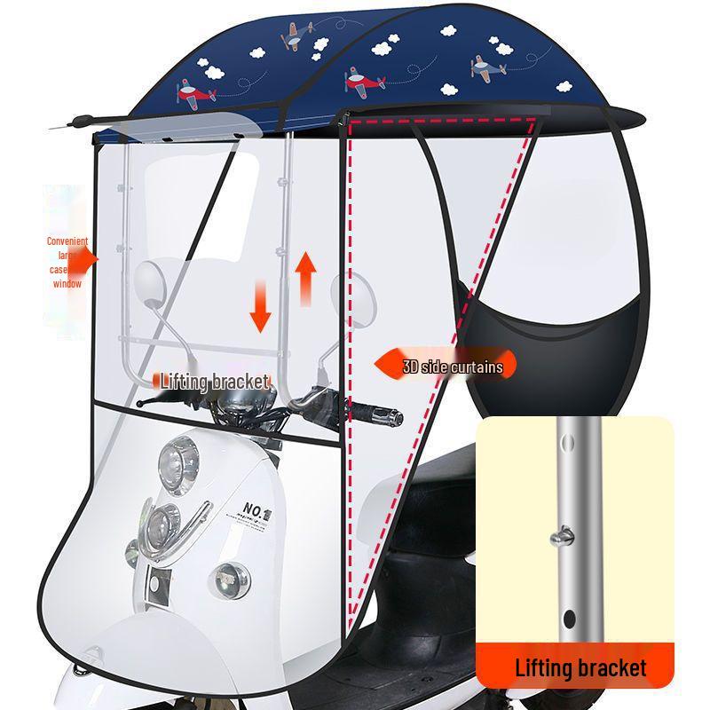 Puff Electric Vehicle Canopy: Sunshade, Windshield, and Rainproof Cover for Bicycles and Motorcycles