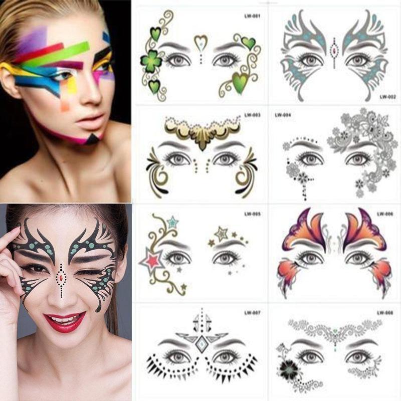 Buy Party Waterproof Temporary Body Art Forehead Eye Gold Face Tattoo