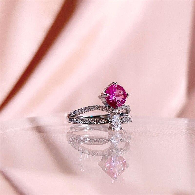 BELLA BOX Luxury Women Ring With Round Shape Zircon Wedding Anniversary Fine Jewelry Gift