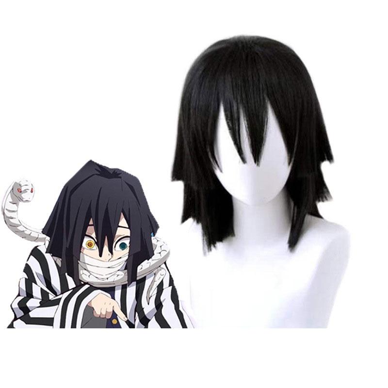 Stylish Black Layered Short Hair Wig For Cosplay Demon Slayer Kimetsu No Yaiba