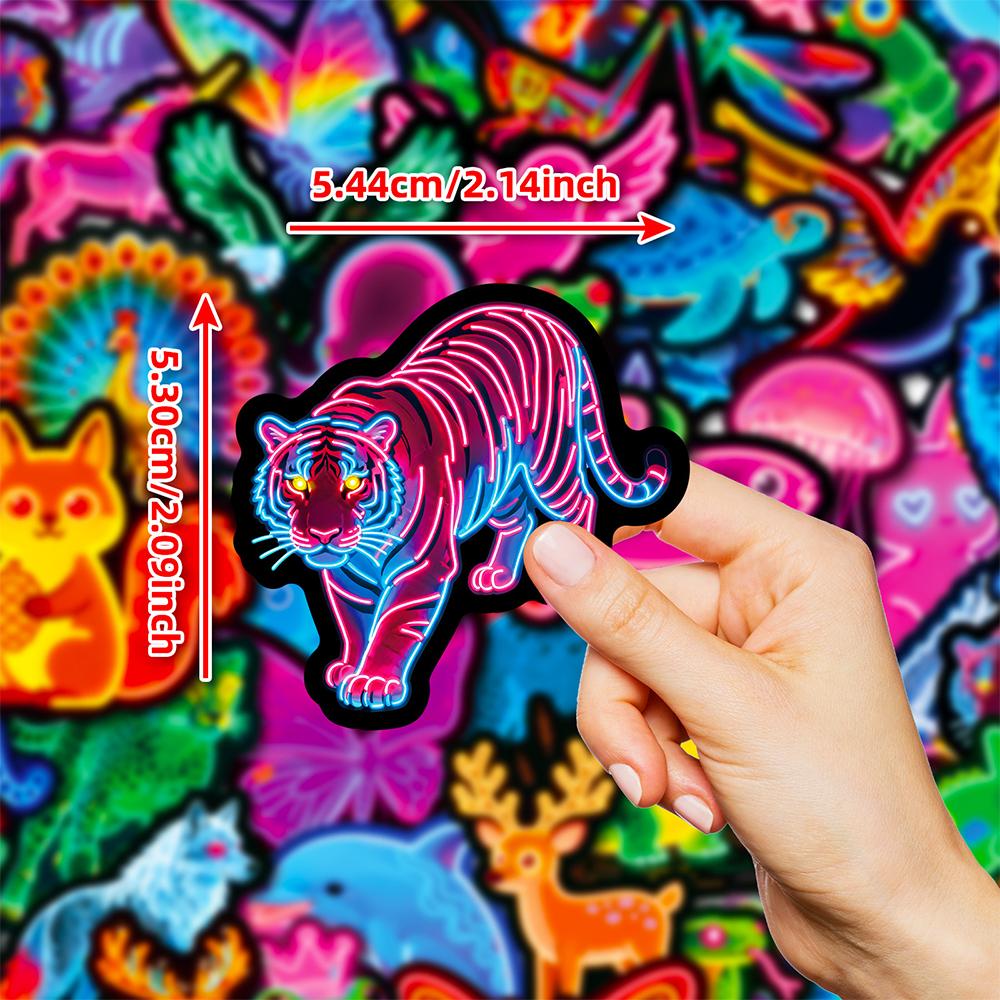 10/30/56pcs Kawaii Neon Animals Cartoon Stickers Cute Rabbit Cat Butterfly Sticker Water Bottle Phone Luggage Sticker Toy Gift