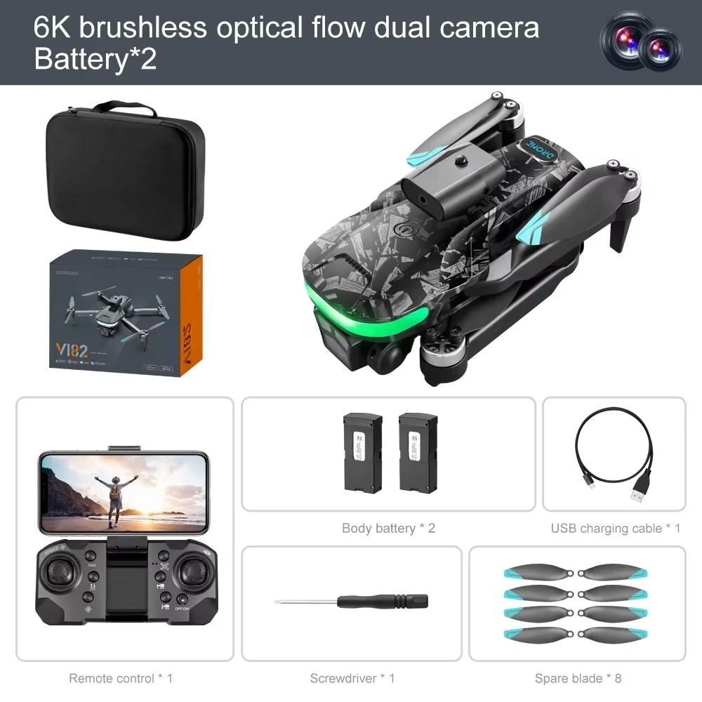 Novo LYZRC UAV V182 Brushless ESC Dual Camera Quadcopter Brushless Aerial Photography Obstacle Avoidance Controle Remoto Brinquedo Posicionamento de Fluxo Óptico