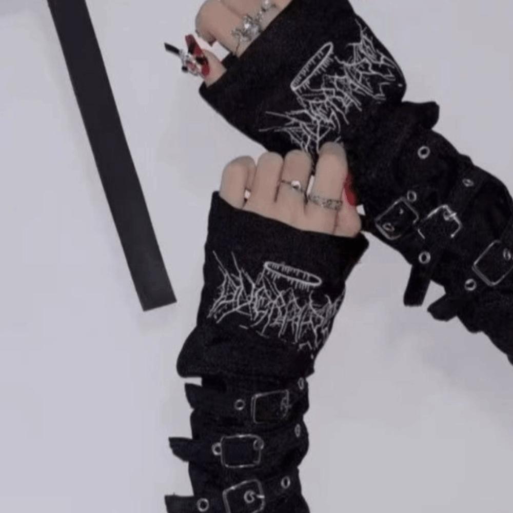 Thorns Pattern Letters Half Finger Arm Warmers Polyester Arm Covers Street