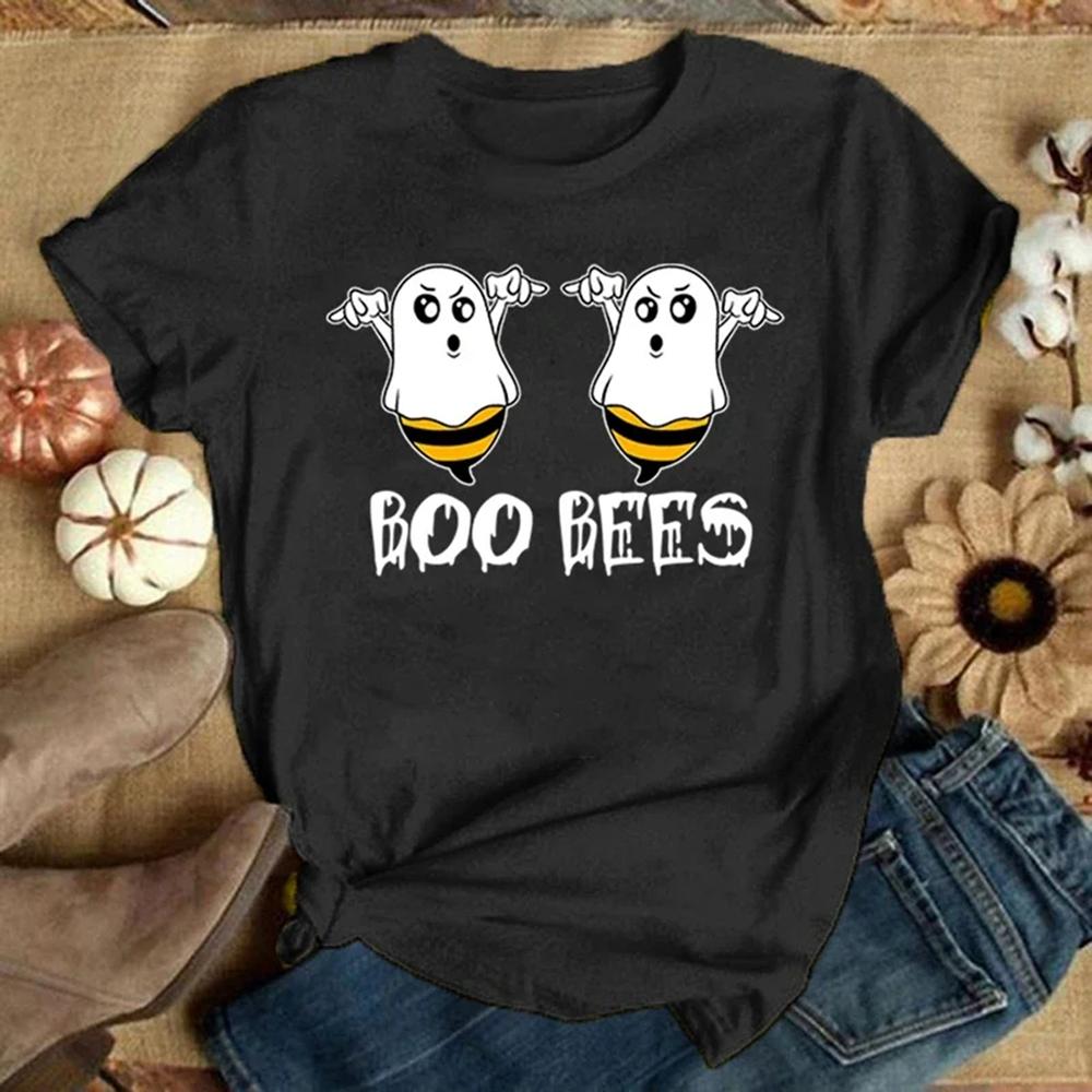 Summer Short Sleeve Tee Shirt Femme Funny Boo Bees Letter Print TShirt Casual T Shirt Women Sexy Tops Harajuku Kawaii 61541