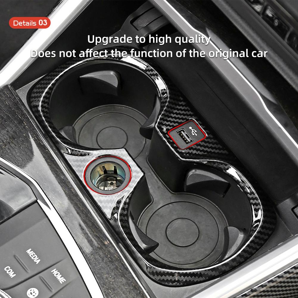 Car Gear Shift Water Cup Holder Panel Cover Sticker Auto Carbon Fiber For BMW 3 Series G20 G28 325li 2020-2024