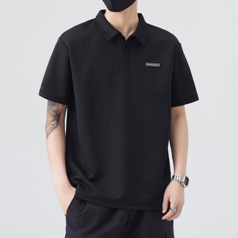 New cotton polo short-sleeved trendy brand loose lapel top trendy bottoming shirt long-sleeved polo shirt men s short-sleeved 2XL