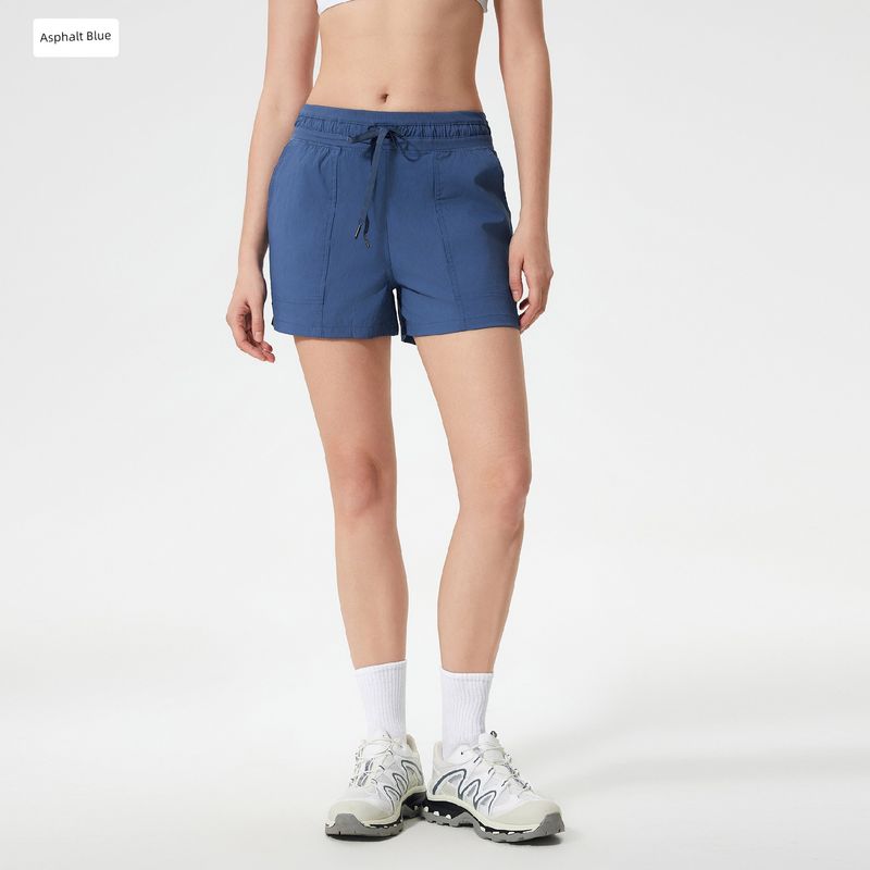 Lu Same Sports Shorts Women 2025 New Loose Casual Ice Feeling Breathable Waist Head Drawstring Fitness Yoga Shorts
