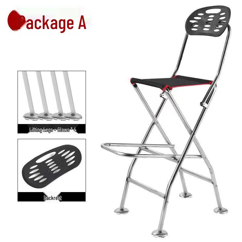 Foldable Stainless Steel Bridge Fishing Chair - Heightened Design for Raft and Bridge Fishing
