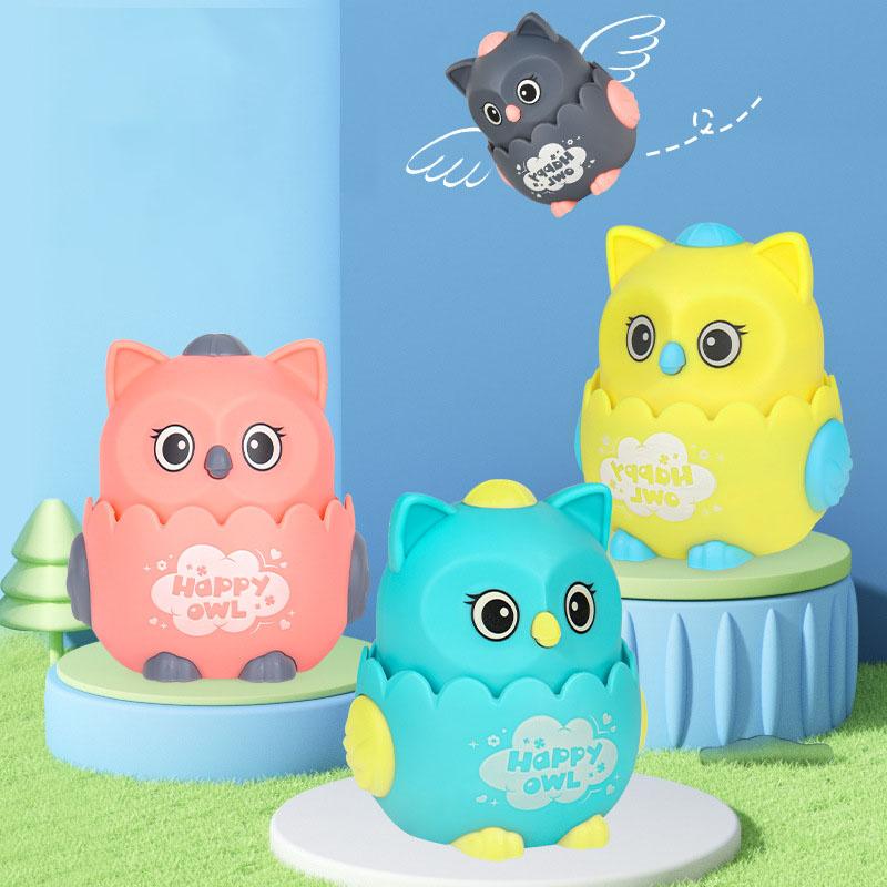 Kids Classic Wind Up Interactive Owl Shaped Press Mechanical Sliding Toys Toys for Boys Girls Birthday Xmas Gift