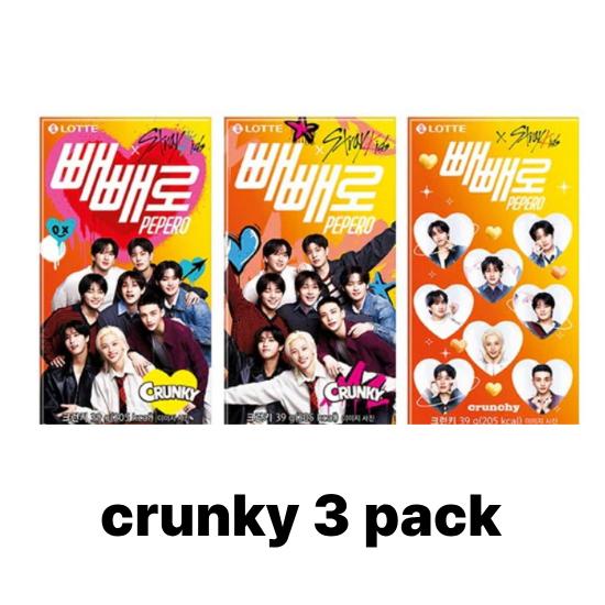 Stray Kids × Pepero – Almond / Crunky Edition (3 Packs) Limited Collaboration K-POP Snack