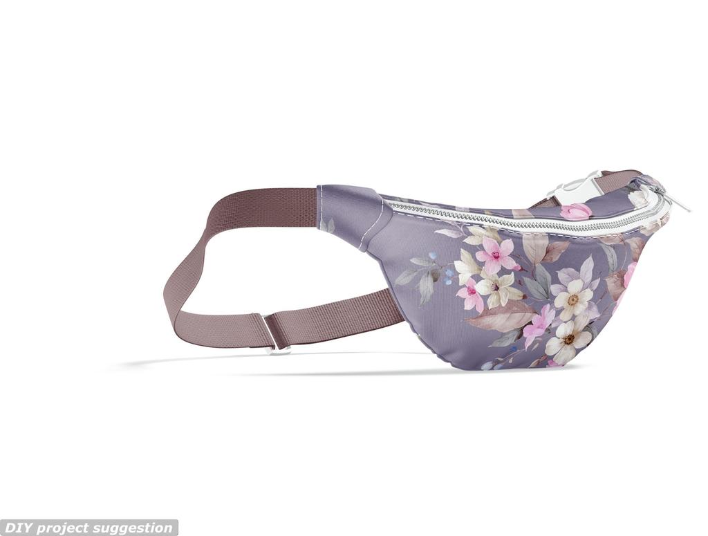 Outdoor Dekostoffe Oxford - Motiv Blumen Und Schmetterlinge Auf Violettem I Dr061