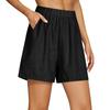 Women Elastic Waist Casual Shorts with Pockets Lightweight Loose Fit Summer Shorts for Outdoor Activities and Daily Wear