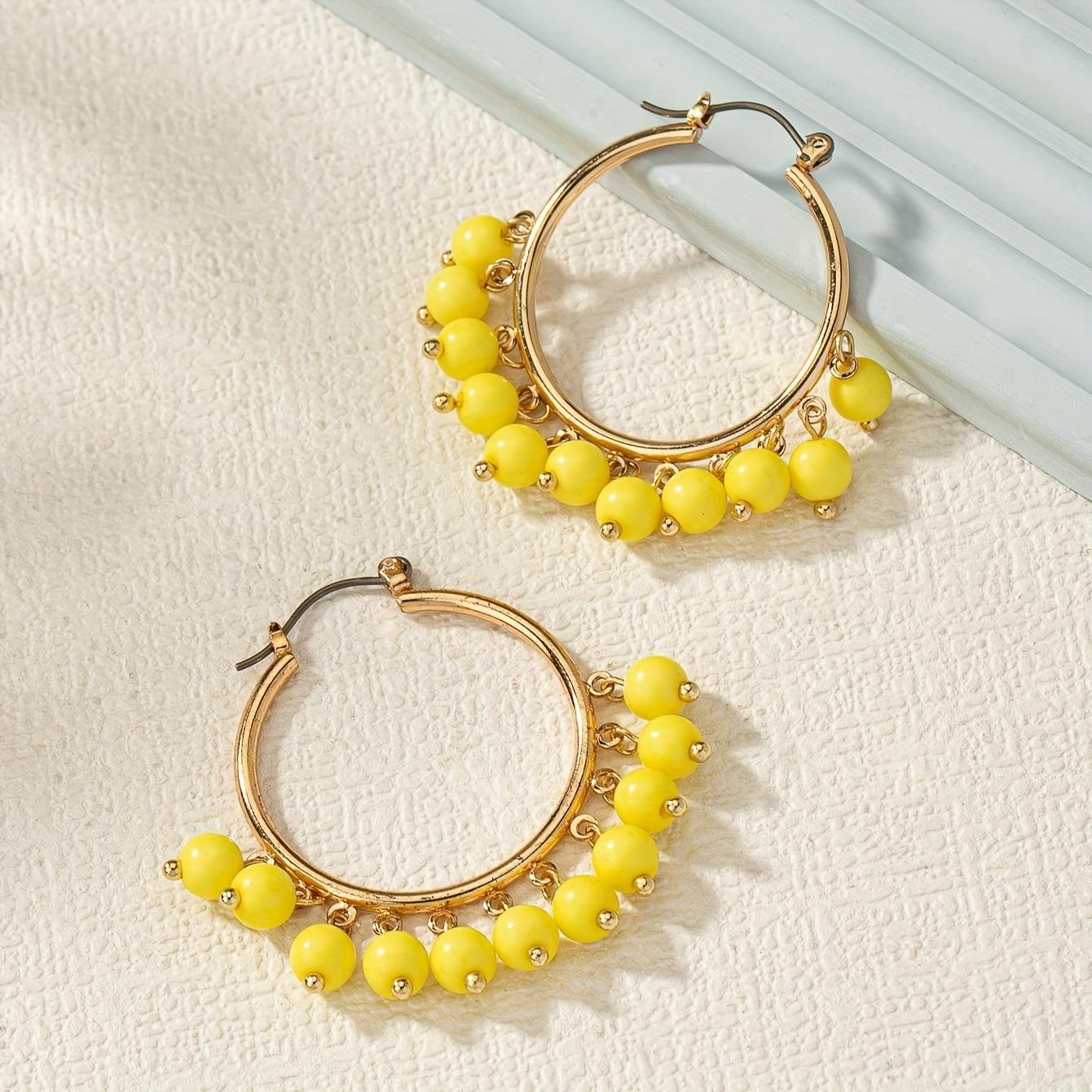 Пара многоцветных серег-подвесок из акриловых бусин в форме круга для девочек, для вечеринки, отпуска, путешествий