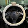 Cute Cartoon Bear Universal Car Steering Wheel Cover Winter Warm Faux lamb Plush Car Wheel Protector Decoration Women Girls