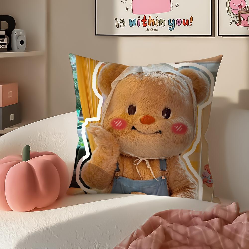 Chubby Cute Thai Character BButterbear Cushion Cover Pillowcase Short Plush Invisible zipper Room Sofa Cushion Cover