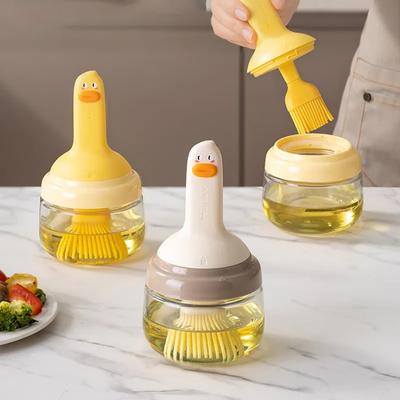 Oil Brush with Bottle Heatproof Silicone Basting Brush Cute Duck Brush And Bottle for Grilling Cooking Baking Barbecue Camping