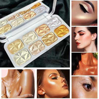 Placa de sombra de ojos con realce de diamantes, 8 colores, polarizado nacarado, tridimensional, Color de piel, maquillaje europeo y americano