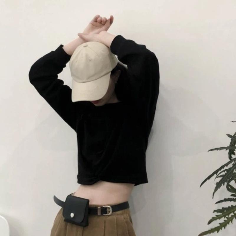 Spring and Autumn Thin Sweatshirt Design, Versatile Short Women's Casual Long-sleeved Top