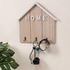 Wall Mount Key Holder Wooden House Shaped Keychain Organizer with 3 Hooks Rustic Key Rack for Entryway Bathroom Hallway Kitchen