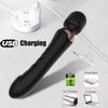 Dobbelmotor Magisk Tryllestav Vibrator 10 Moduser G-punkt Massasjeapparat Oppladbart Litiumbatteri Klitorisstimulator Dildo for Kvinner Anale Plugg Leker for Voksne