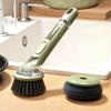 Creative Kitchen Pan Brush Non-Slip Press To Dispense Automatic Liquid Dishwashing Brush Long Handle Press Cleaner