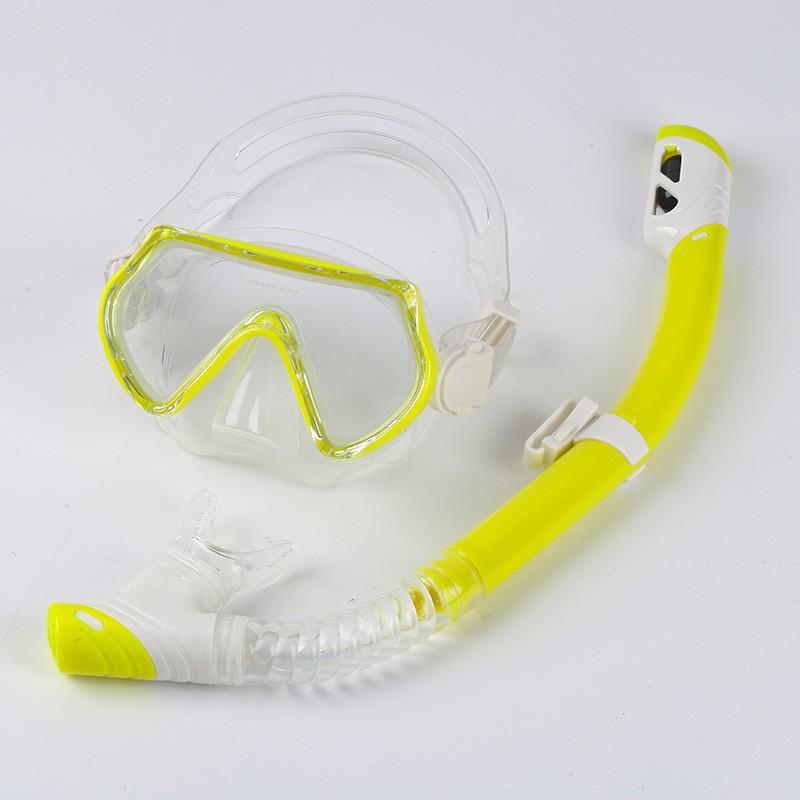 Maschera da Immersione in Silicone per Bambini e Adulti con Snorkel - Lente in Vetro Temperato HD, Montatura Grande