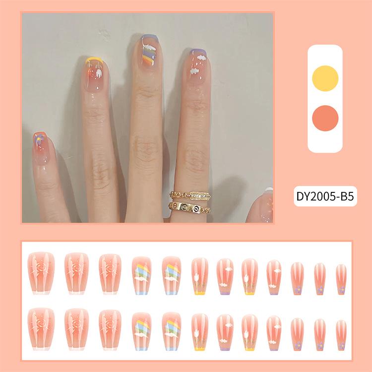 Reusable Blush Nail Art Set: 24 Detachable Wearable Nail Stickers