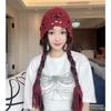 Handmade Hats Stacked Thin New Woven Hollow Retro Knitted Literary Bag Head Wool Hat Women