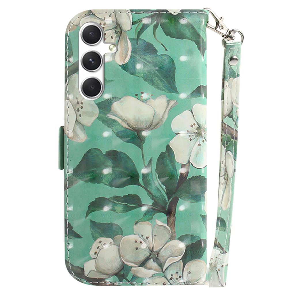 For Samsung Galaxy S25+ Case Pattern Printing Leather Wallet Phone Cover with Wrist Strap