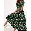 Womens Loose Fit Cotton Print Short Sleeve Round Neck Midi Dress Casual Wear