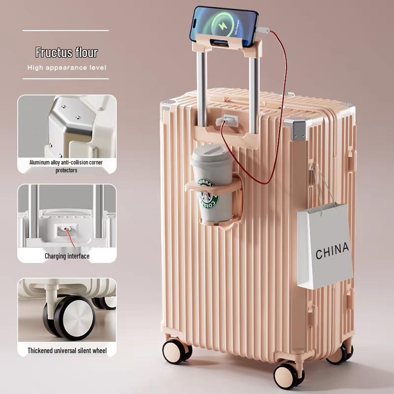 Sturdy Multifunctional Trolley Suitcase with Universal Wheels - Large Capacity, Secure Password Lock, Unisex Design