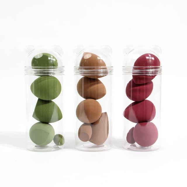 Stapi - Set of 3: Canister - 15 pcs - Makeup Blender Beauty Sponge (Various Designs) 3 pcs - Coffee